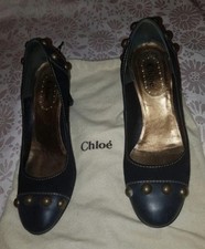  Chloe scarpe décolleté Pelle Borchie Leather Shoes Black