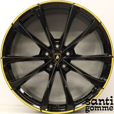 4 CERCHI LAMBORGHINI URUS 23 " ORIGINALI 4ML601025AE  AF NERO BORDO GIALLO
