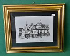 QUADRO VINTAGE CORNICE E VETRO STAMPA DISEGNO A CHINA OTTAVIANI GIULIANO. BE86