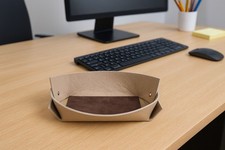 SVUOTA TASCHE PORTA OGGETTI IDEA REGALO IN VERA PELLE BEIGE, DIM. 22x14cm