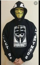 Felpa con cappuccio Anon Anonymous Disobey Hoody Guy Fawkes maniche