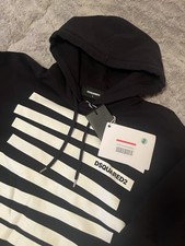 Dsquared2 Felpa Uomo Nera con Cappuccio e Righe Bianche Senza Pacchetti Taglia L Nuova
