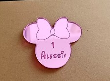10x segnaposto personalizzato sagoma minnie con nome in plexiglass rosa nascita