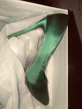 Scarpa Décolleté Raso donna tacco alto Verde brillante  Tg 38 Pari al Nuovo