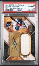 2017 Topps Triple Threads Unity GEORGE SPRINGER firmato Jumbo Relic PSA 10 lastre