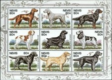 Nevis 1995 Cani Labrador Retriever Weimaraner Setter Irlandese Puntatore Tedesco MNH