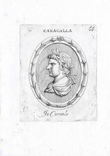 Rara stampa antica-CARACALLE-IMPERATORE ROMA-pl. 66-Agostini-Battista-1657