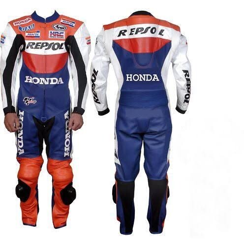 Tuta pelle honda repsol blu - tuta,