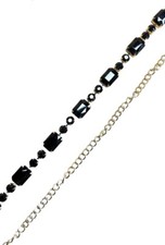 Cintura donna strass vita alta elegante catena da gioiello metallo sottile nero