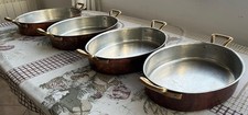 Set Di 4 Casseruole Pentole In Rame Con Manici In Ottone 40 x 30 cm Per Cucina