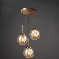 Lampada a sospensione Vintage sfera in vetro E27 Plafoniera Lampadario 3 Luce