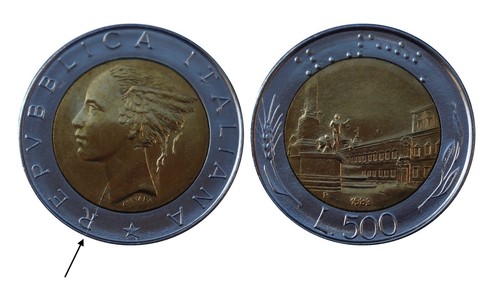 Errore 500 lire 1983 linea - !!!,