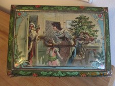 Antica scatola di latta con Babbo Natale