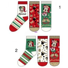 CALZE CALZINI MINNIE TOPOLINO NATALE DISNEY BAMBINA 23/26 27/30 31/34  COTONE