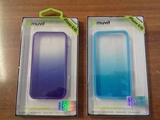 MUVIT Custodia Cover Gomma SUNGLASSES IPHONE 4 4S Flessibile Slim VIOLA-AZZURRO