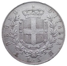 Italia 5 LIRE 1873 M Milani