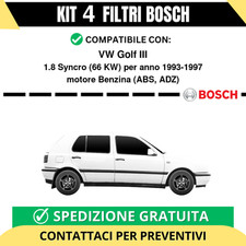 KIT BOSCH 4 Filtri tagliando per VW Golf III 1.8 Syncro 66 kw Benzina 1993-1997