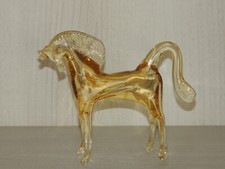 Murano Arte, Statuina Cavallo in Vetro Ambrato, Vintage, Italia