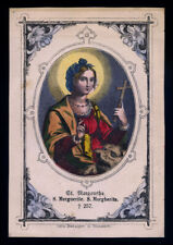 santino incisione 1800 benziger dip. a mano S.MARGHERITA DI ANTIOCHIA V.M.