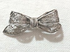 ANTICA SPILLA VINTAGE FIOCCO IN  FILIGRANA ARGENTO 800 IDEA REGALO