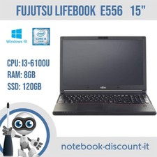 Portatile Fujitsu Lifebook E556 Core i3-6100U Ram 8gb SSD 120gb 15" PC GRADO B