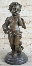 Scultura Vintage In Bronzo Art Nouveau Francese Di Angeli Firmata "MOREAU"