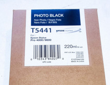1x EPSON Cartuccia d'inchiostro a getto d'inchiostro FOTO NERO T5441 Stilo PRO 4000 / 9600 220ml