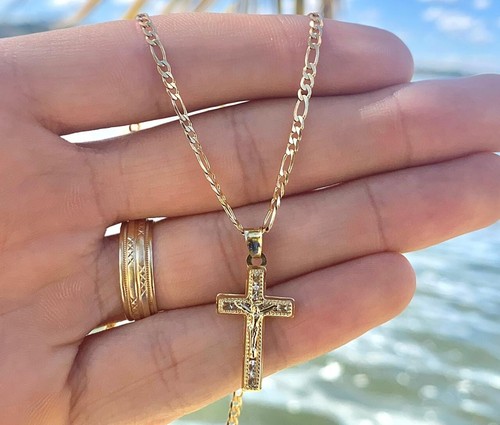 Collana croce zirconi riempiti - croce,