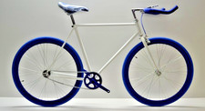 Bici fixed single speed 28 bianco blu personalizzabile