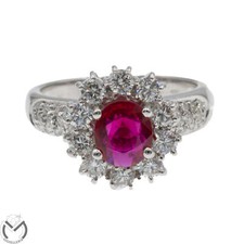 Anello oro bianco 18 kt 750 rubino diamanti 1,12 ct-297/ST-