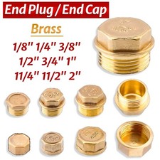 Tappo terminale stop maschio in ottone flangiato filettato BSP 1/8" 1/4" 3/8" 1/2" 3/4" a 2"