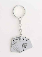 Portachiavi carte ciondolo da uomo poker scala nero carte