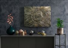 Quadro Moderno Materico Dipinto A Mano Su Tela 40x30x1,5cm Nero Oro Argento