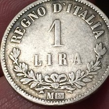ITALIA VEII 1 Lira Argento VALORE 1863 MILANO RARA