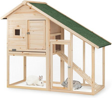 Gabbia Coniglio Legno Casetta Animali Da Compagnia Gabbia Esterno 140X65X119 Cm