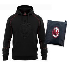Felpa Milan A.C. con cappuccio in cotone garzato con sacca S M L XL XXL unisex