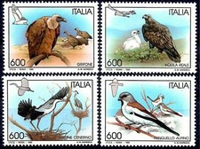 Italia 1995 uccellini airone avvoltoio aquila dorata rapaci cardellino bianco MNH