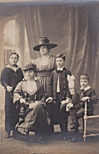 Antica foto ritratto famiglia - J. Crozet fotografo  S. Etienne