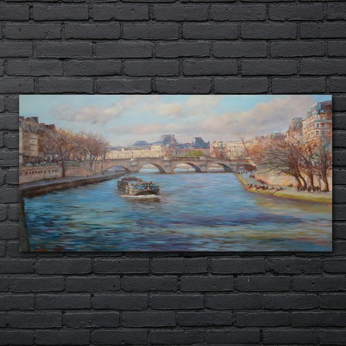 Quadro città edificio fiume