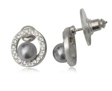 Orecchini grigio perla con strass - cristalli tonalità diamante - argento