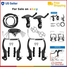 Set Freni Bici Tipo V Lega Alluminio MTB Anteriore Posteriore Completo di Cavi Leve...