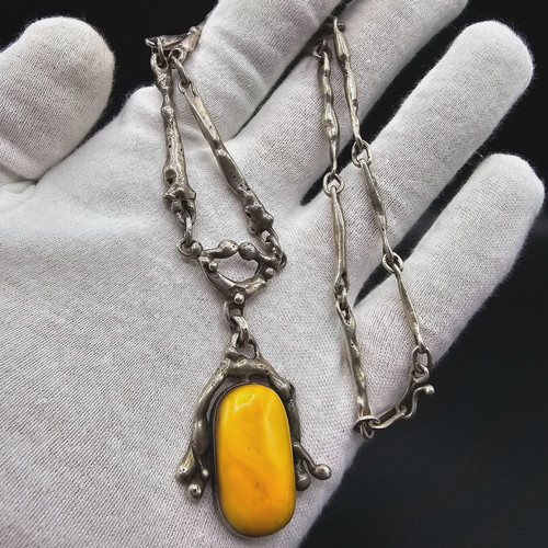 Antica catena ambra argento