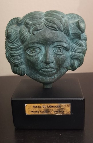 Scultura bronzo testa etrusca - scultura,