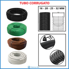Tubo Corrugato 16 20 25 32 mm Flessibile per Cavi elettrici Matassa da 50 100 mt