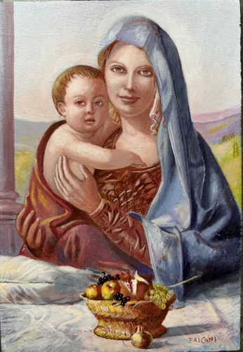 Dipinto olio tavola madonna - dipinto,
