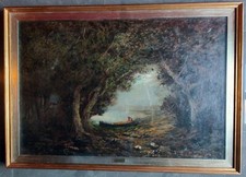 GIUSEPPE MITI ZANETTI MITIZANETTI OLIO SU TELA 92,5 X 63,5 SERA LUNGO IL PIAVE