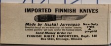 Coltelli finlandesi importati da Iisakki Jarvenpaa pubblicità stampa d'epoca 1948