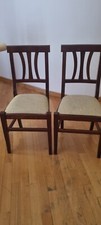 4 Sedie in noce massello-tessuto per tavolo soggiorno