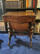 Antico tavolino intagliato da lavoro per cucito porta ricamo mobile d'epoca 800 