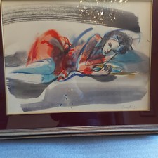 Ragazza sdraiata dipinto di Lorenzo Ceregato, bolognese anni '70.